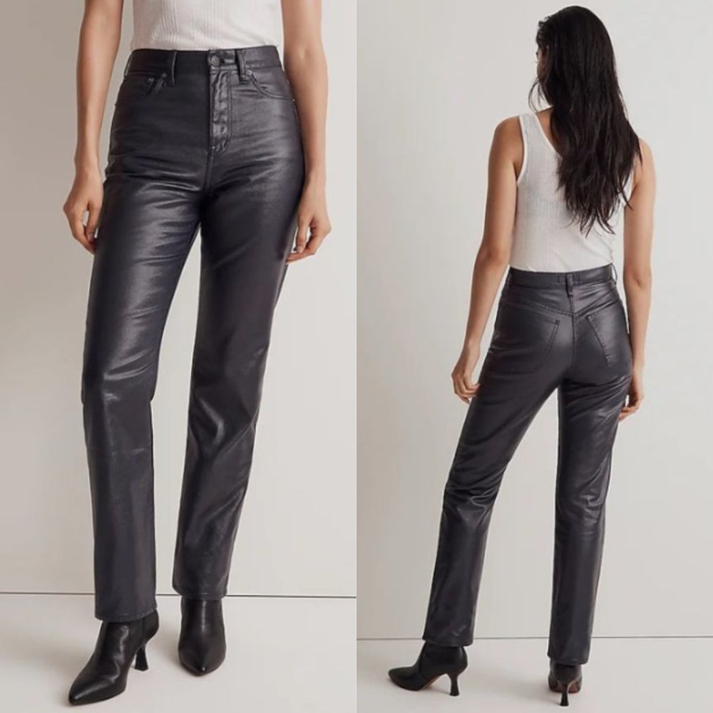 Madewell Straight-Leg Coated Jeans in Charcoal Black